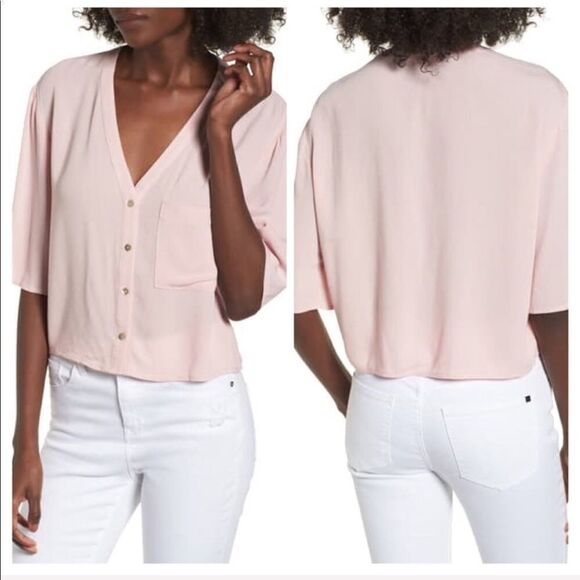 Chloe & Katie Crepe Button Front Shirt - Picture 1 of 8